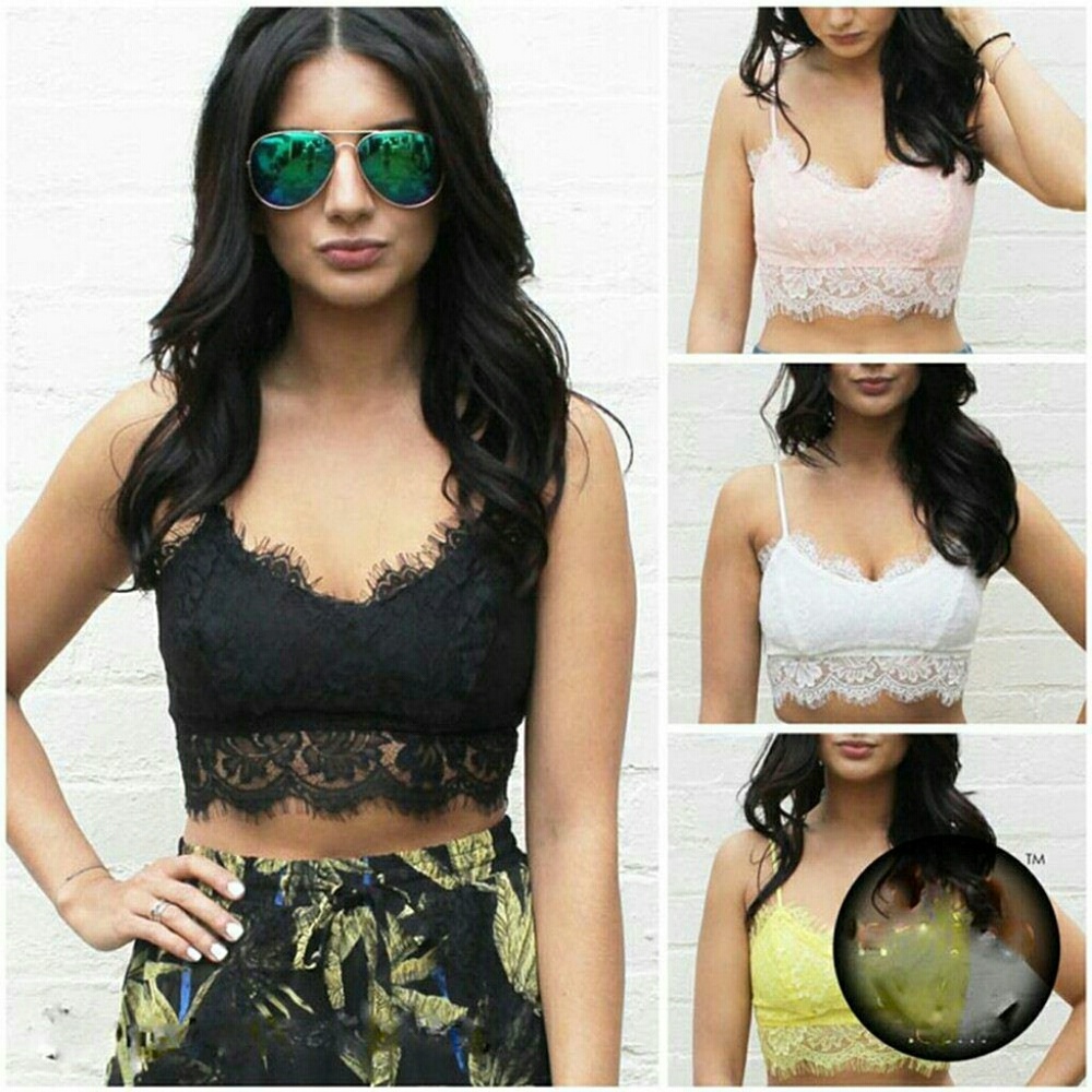 Sexy Lace Floral Unpadded Bralette Crop Top Cami